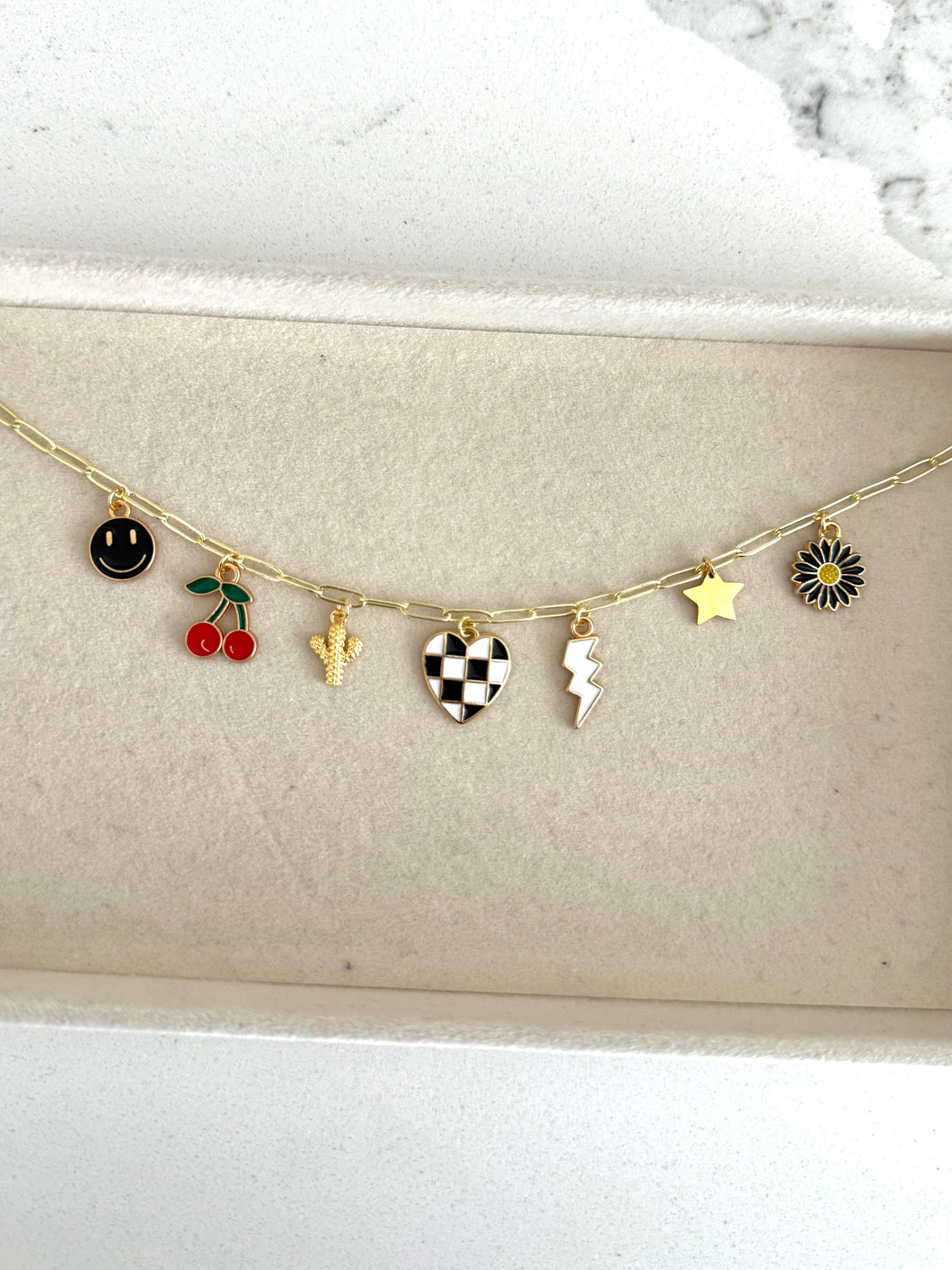 Checkered Charm Necklace