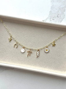 White Bow Charm Necklace