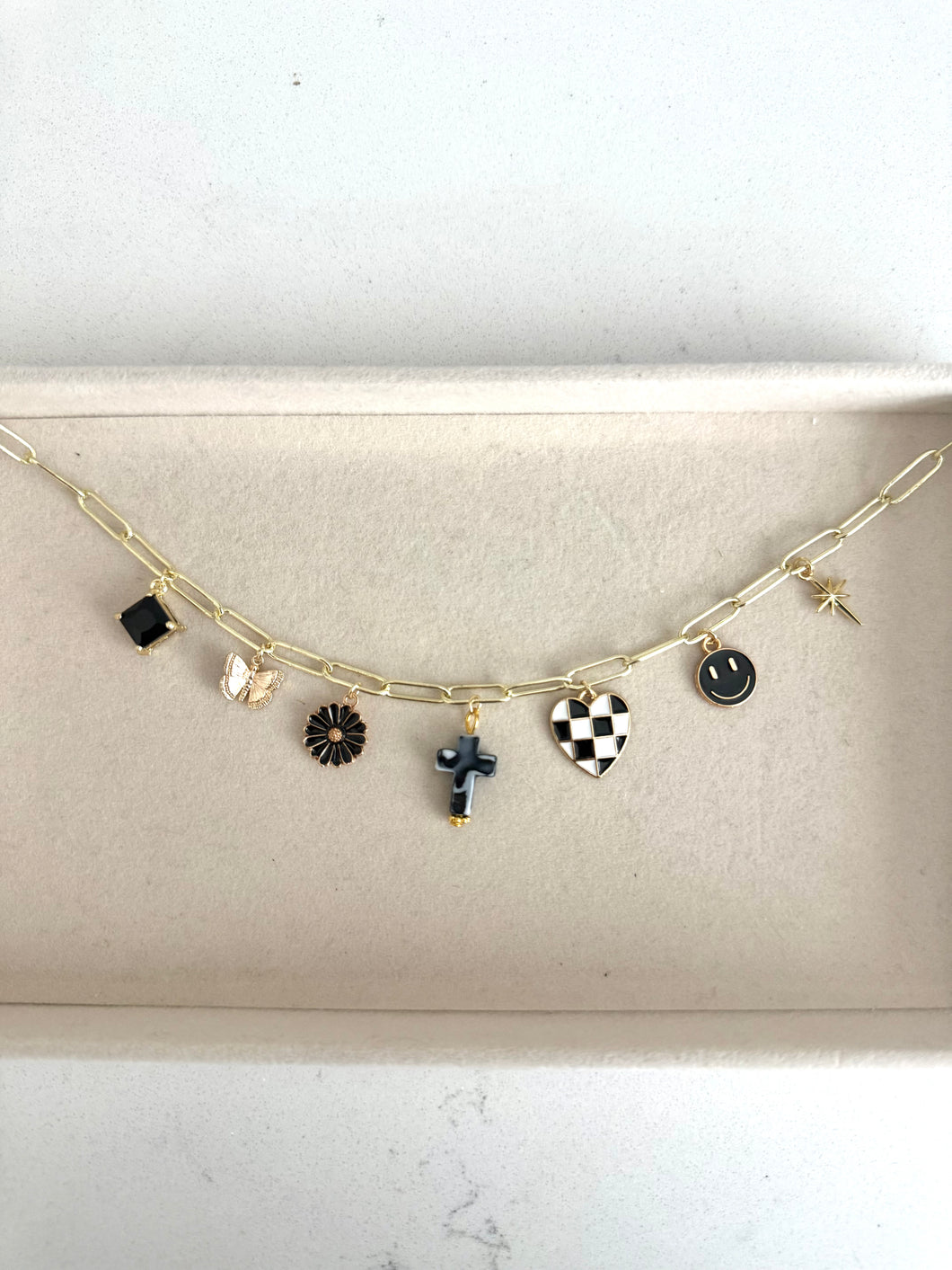 Black Cross Charm Necklace