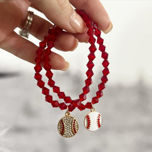 Red Baseball Charm Bracelet