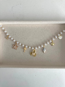 Beachy Pearl Charm Necklace