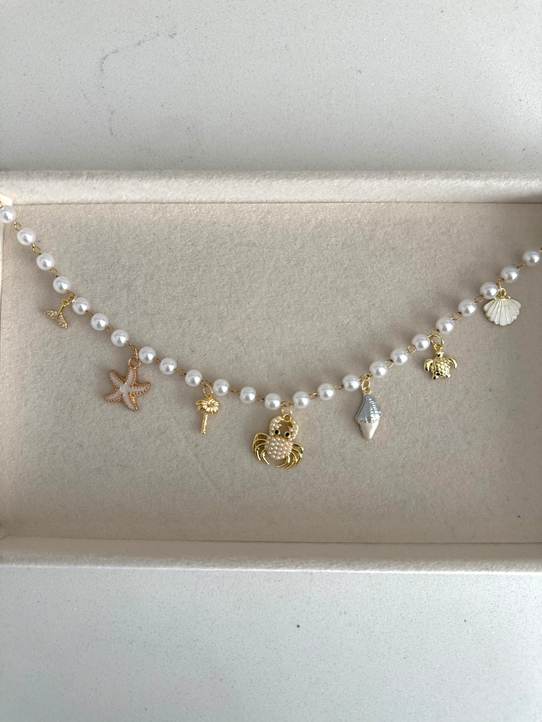 Beachy Pearl Charm Necklace