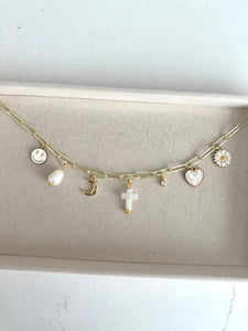 White Cross Charm Necklace