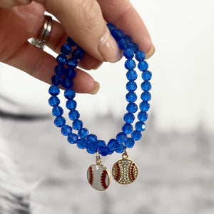 Blue Baseball Charm Bracelet