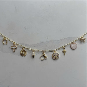 White & Gold Charm Necklace