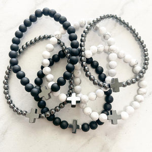 Gunmetal Cross Bracelet